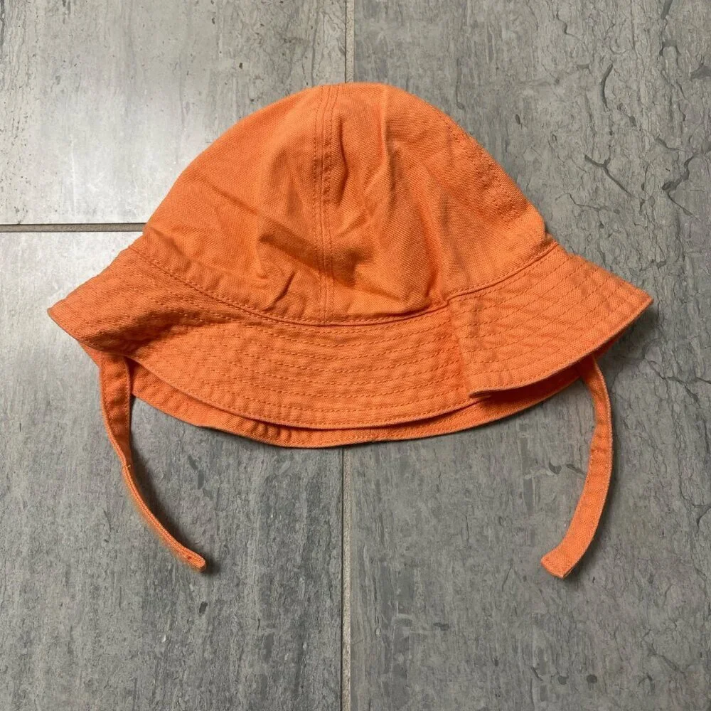 Gymboree Cotton Bucket Sun Hat with Chin Strap – Orange, Size 6–18 Months